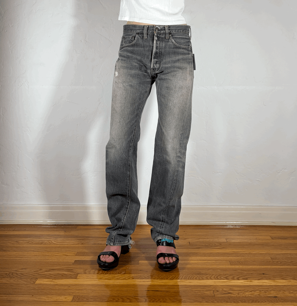 Denime Vintage Faded Gray Jeans, S
