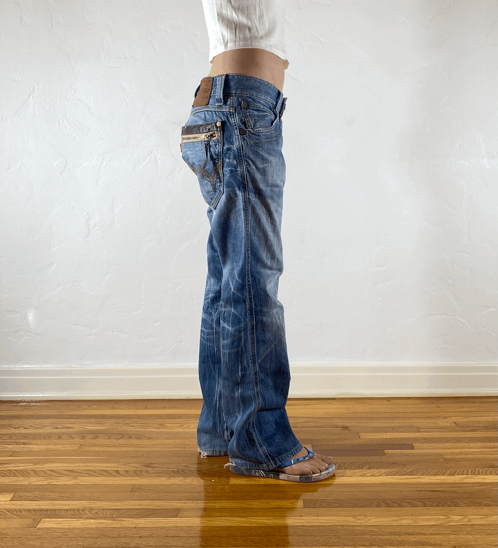 Edwin Brown and Orange Stitch Tiger Jeans, M