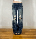 Edwin Blue Ripped Flare Jeans, L/XL