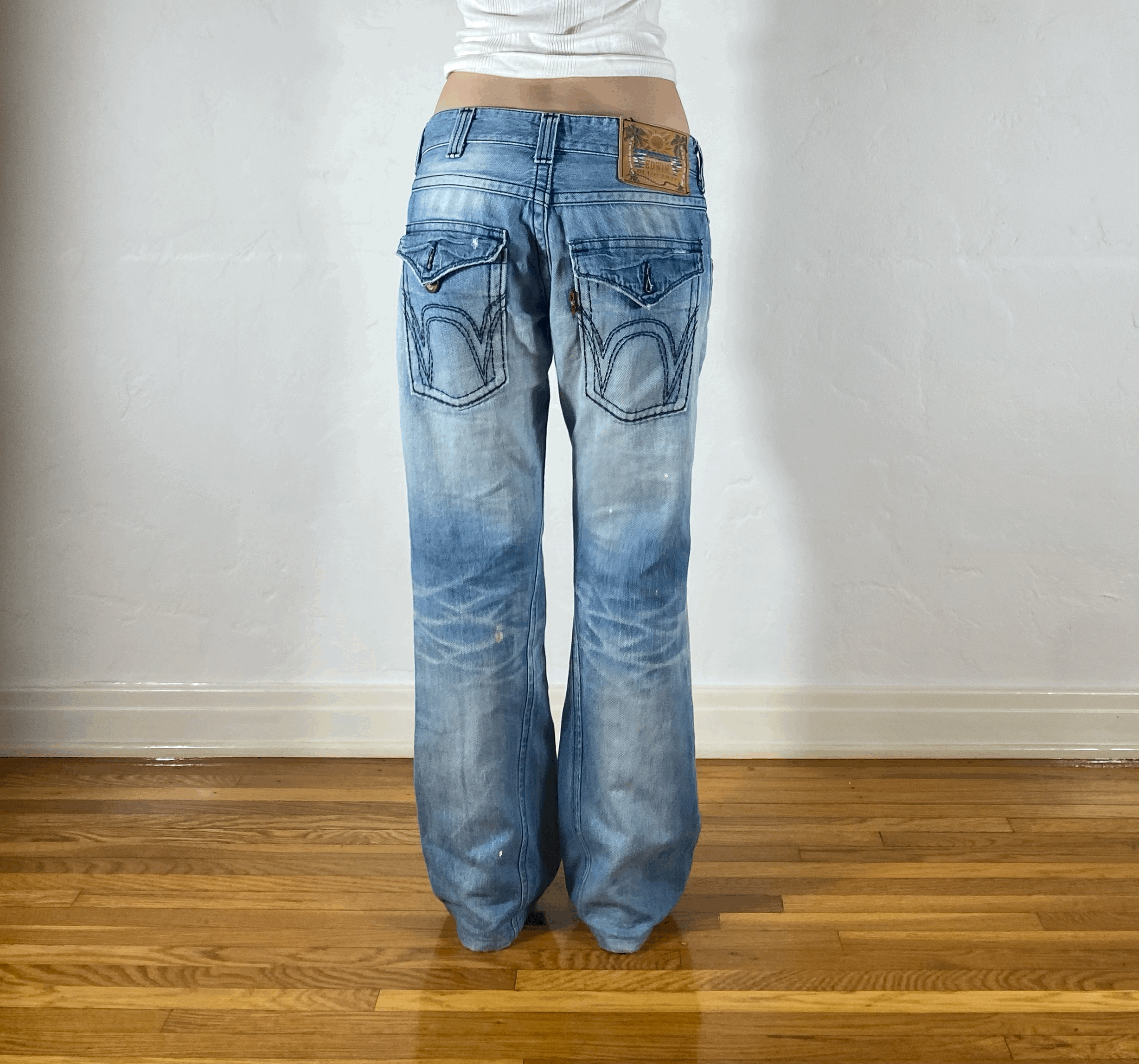 Edwin Soft Blue Palm Tree Jeans, M/L