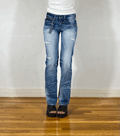 Lolita Red Stitched Light Blue Jeans, XS