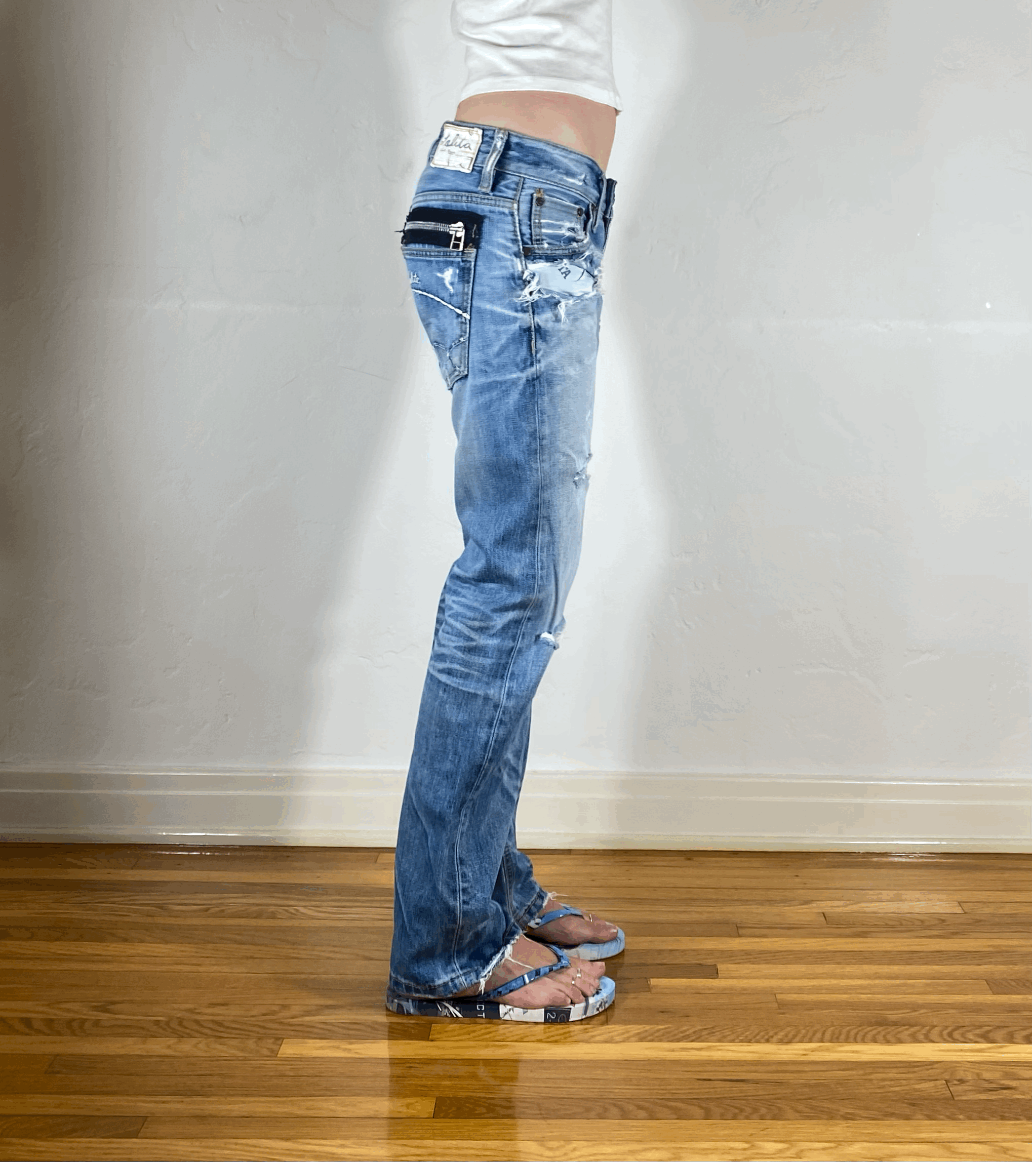 Lolita Distressed Zipper Jeans, XS/S