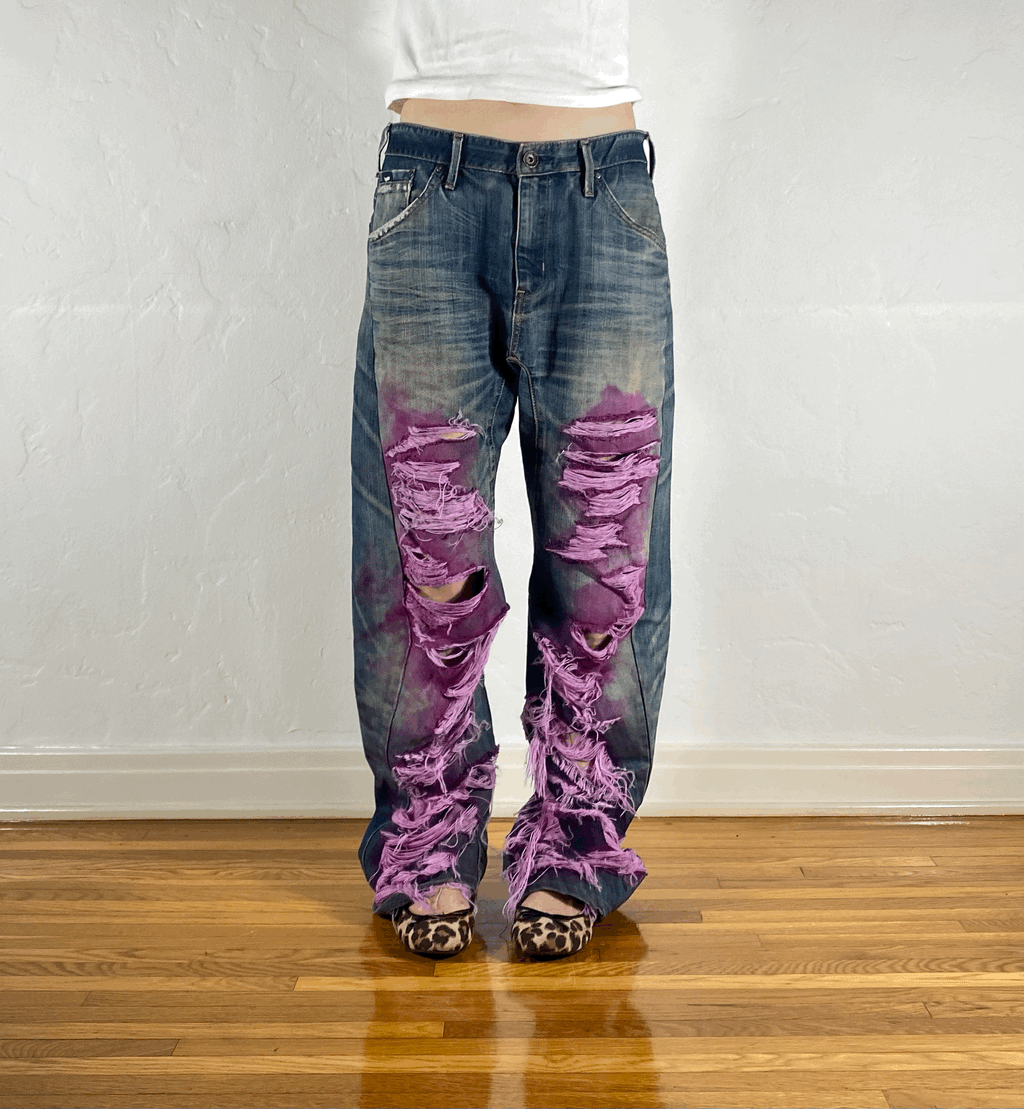 Gas Pink Shredded Jeans, L