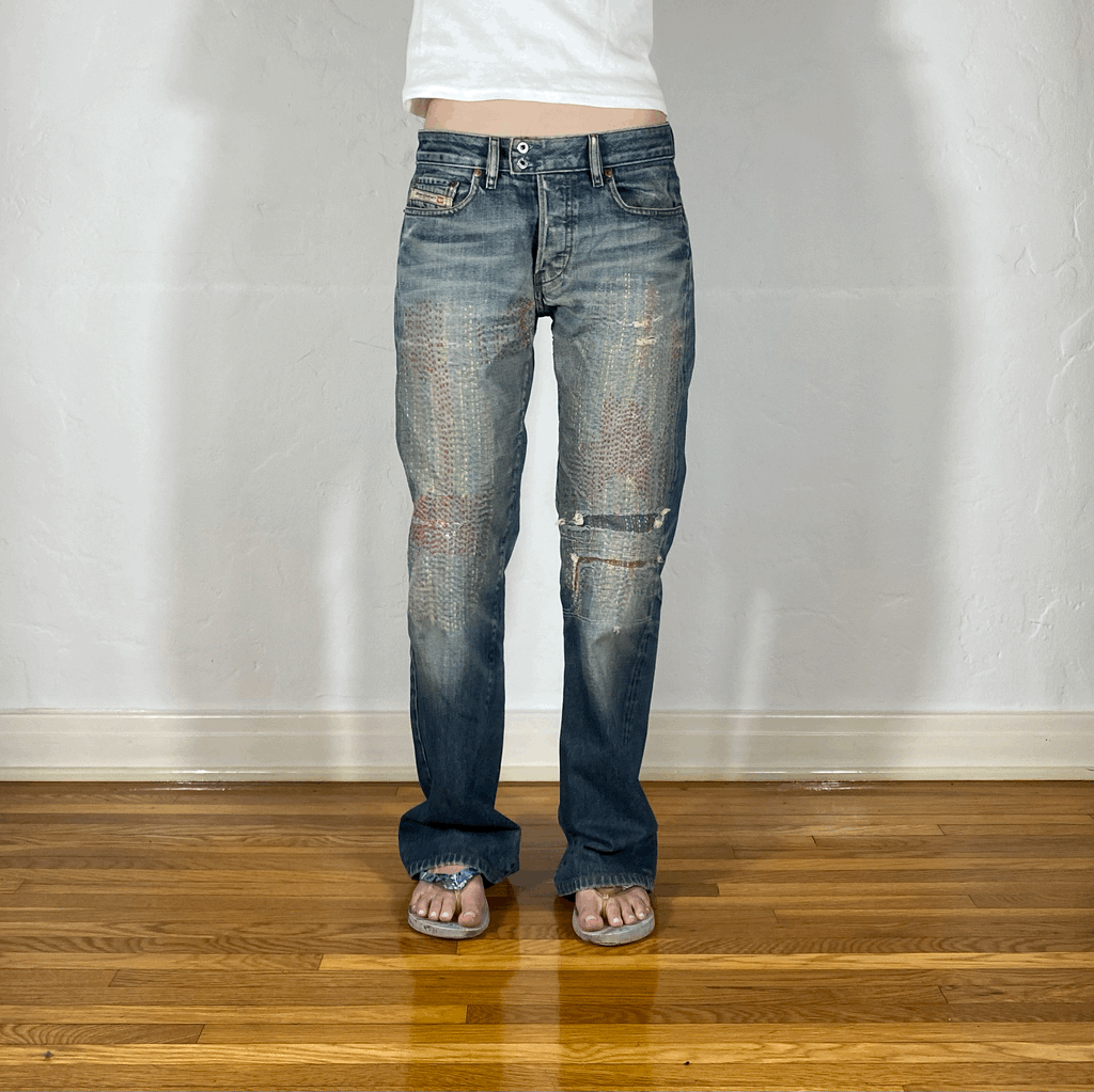 Diesel Rainbow Stitch Double Button Jeans, M