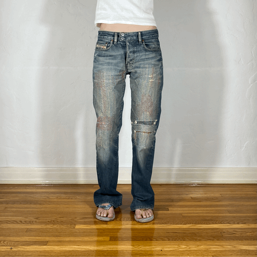 Diesel Rainbow Stitch Double Button Jeans, M