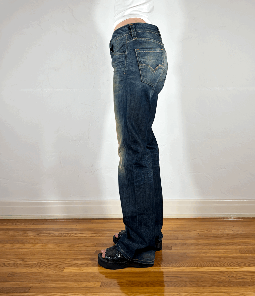 Diesel Relaxed Ombre Green Hue Jeans, M