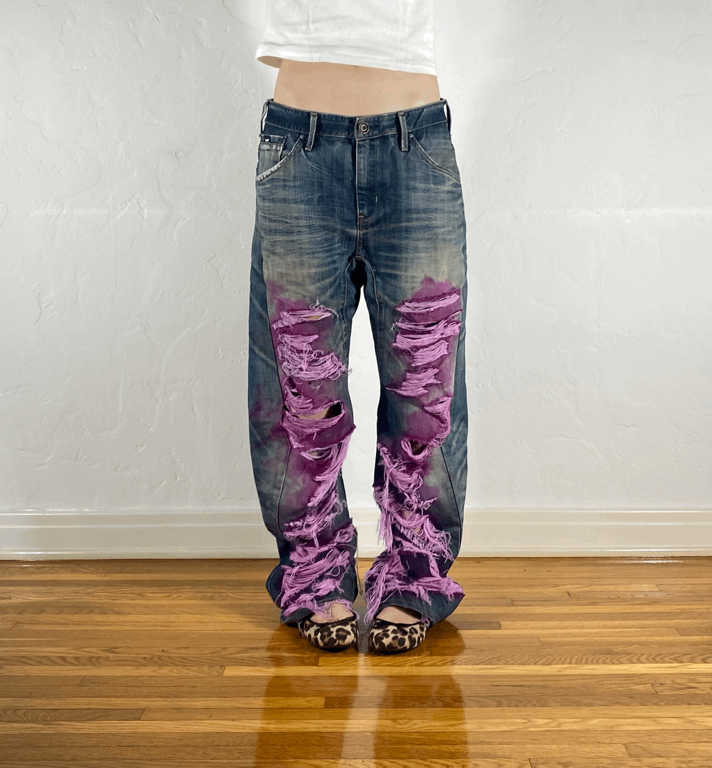 Gas Pink Shredded Jeans, L