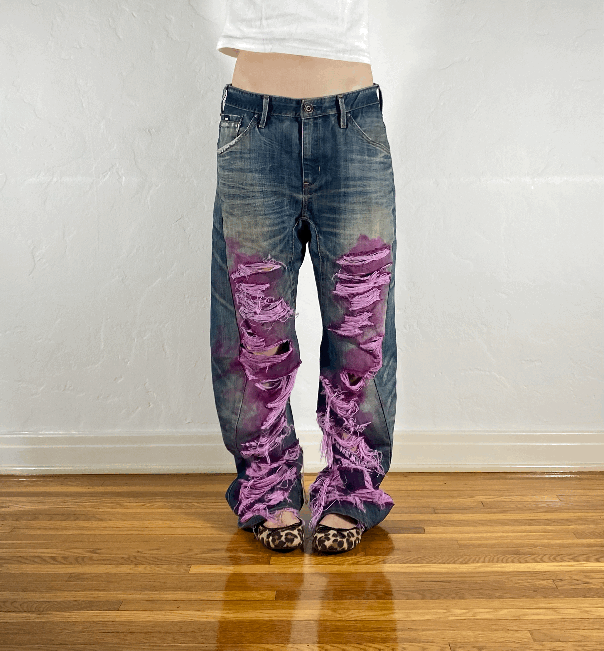 Gas Pink Shredded Jeans, L