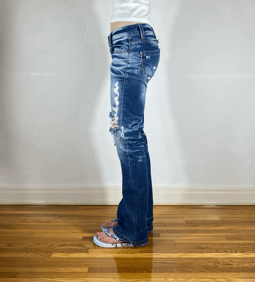 Lolita Ripped Electric Blue Jeans, S