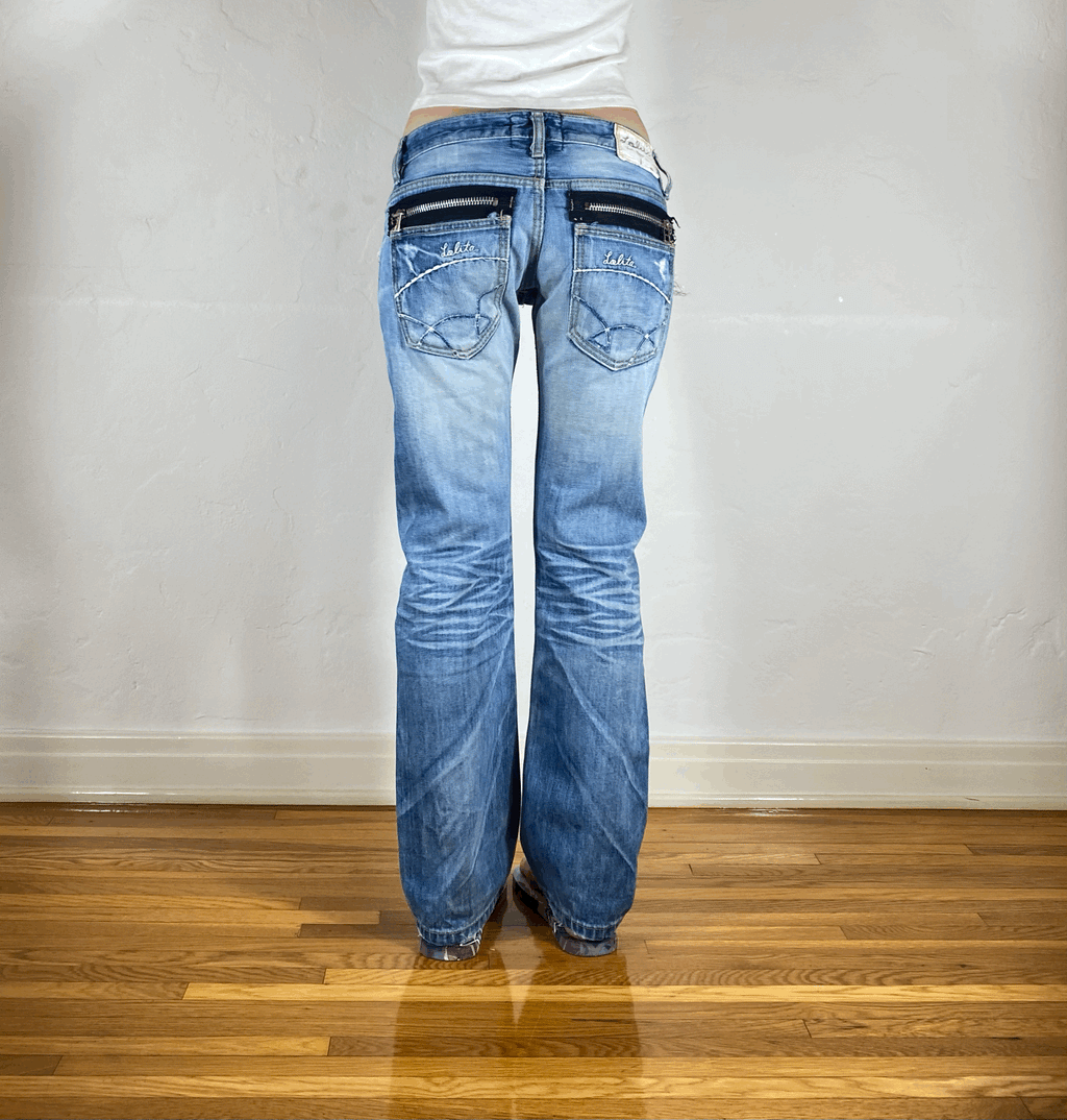 Lolita Distressed Zipper Jeans, XS/S