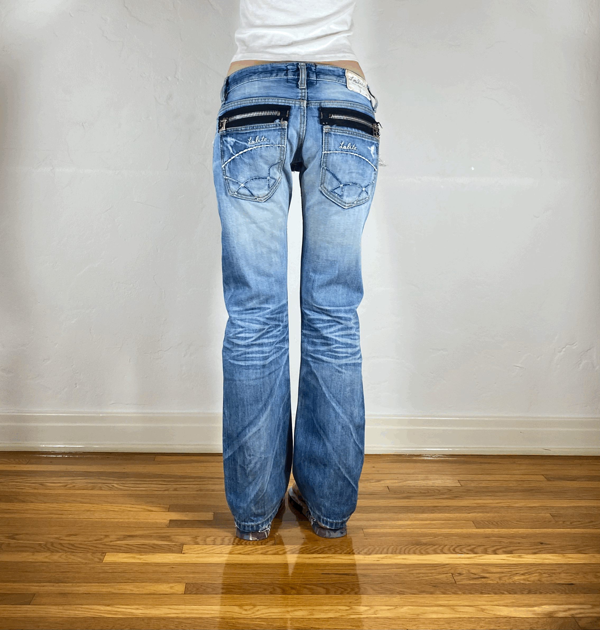 Lolita Distressed Zipper Jeans, XS/S