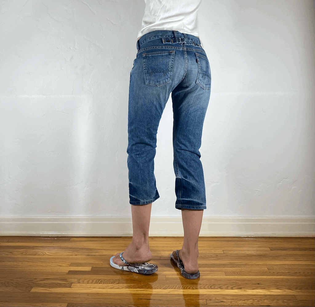 Cinch Back Capri Jeans, XS