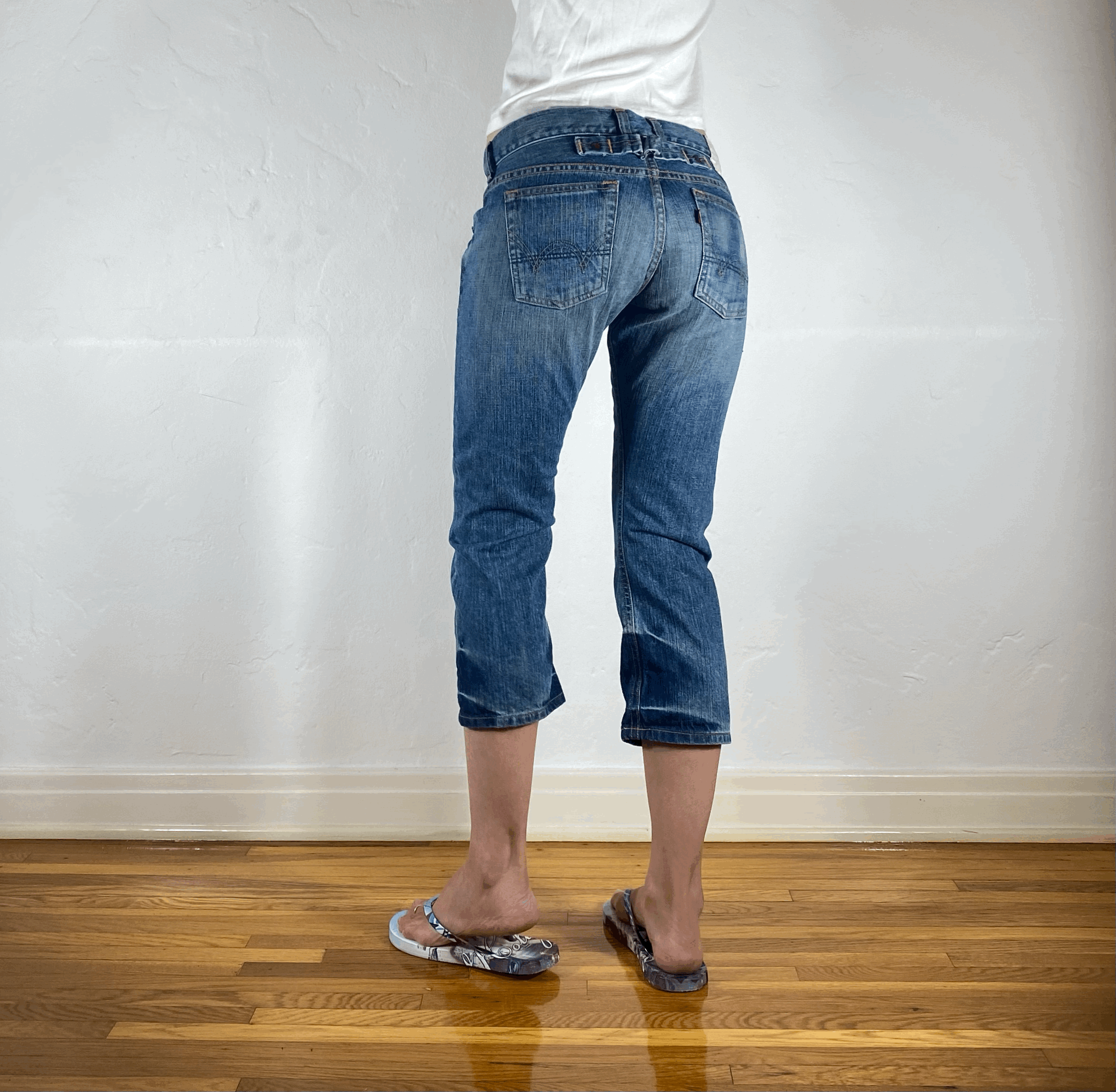 Cinch Back Capri Jeans, XS