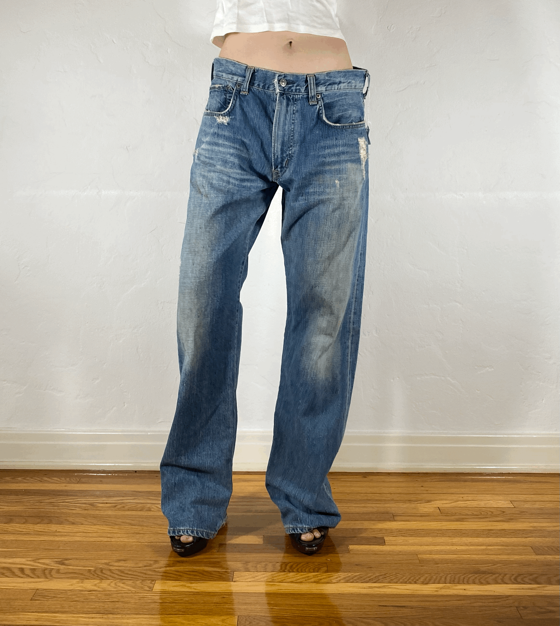 Edwin Distressed Blue Jeans, XL