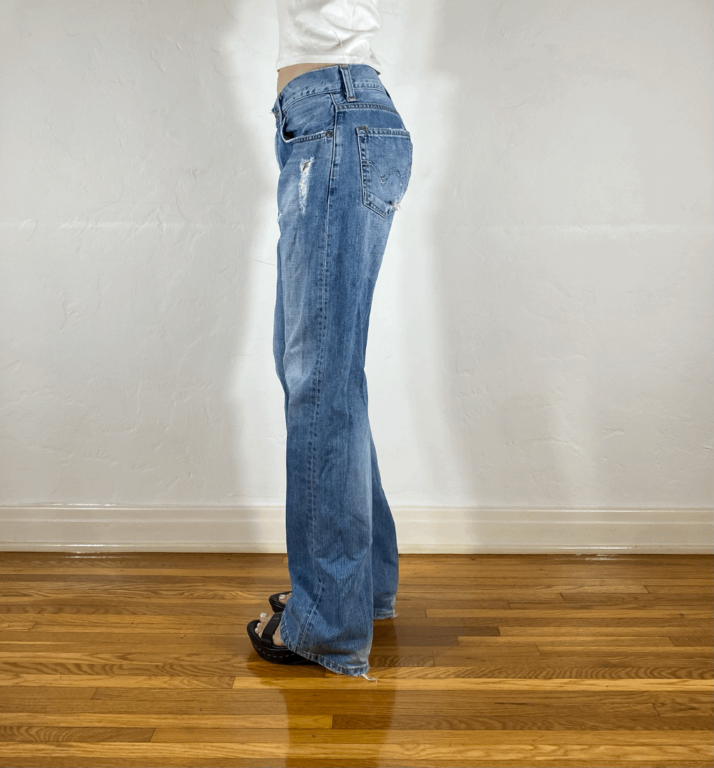 Distressed Blue Jeans, S/M