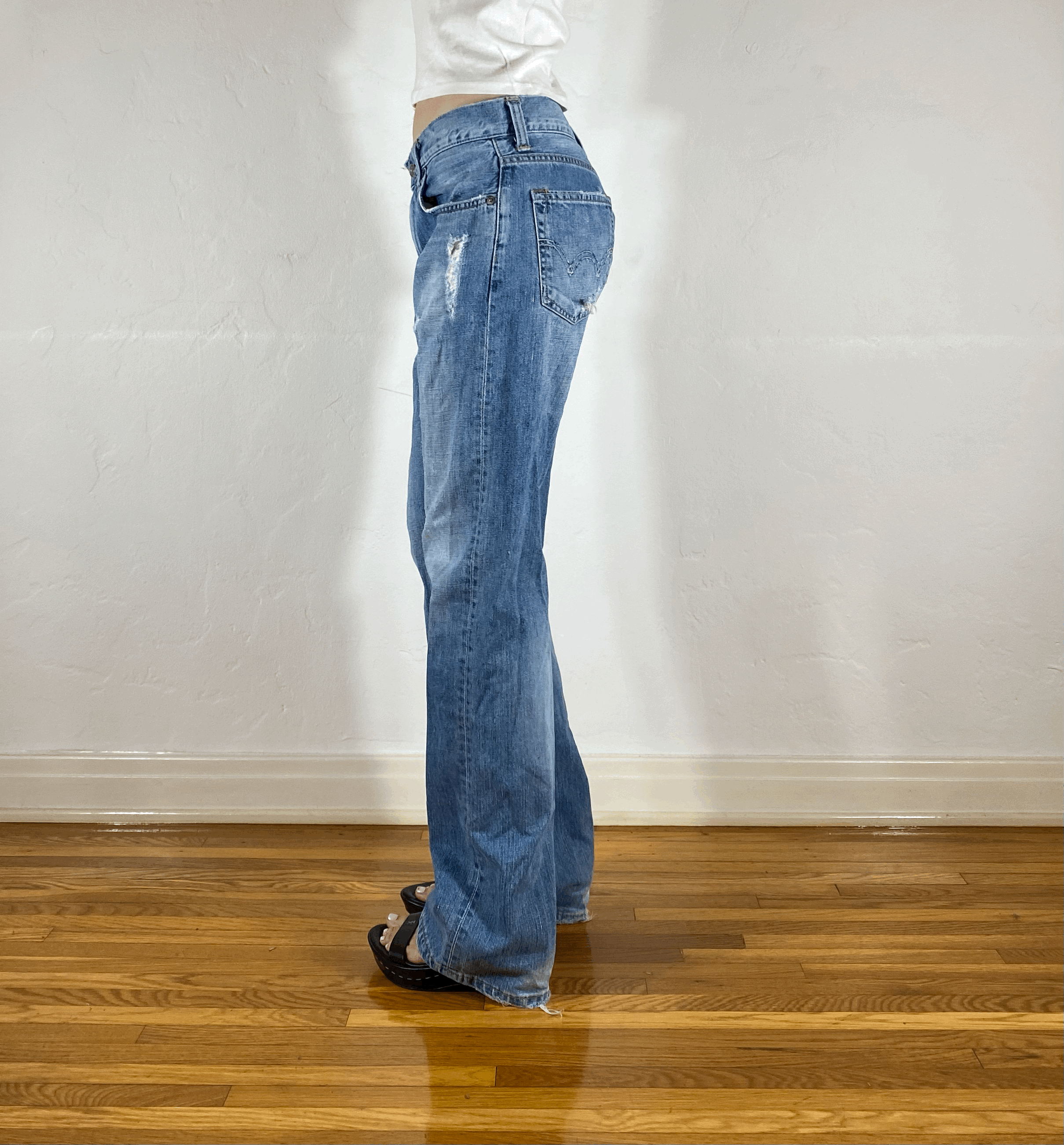 Distressed Blue Jeans, S/M