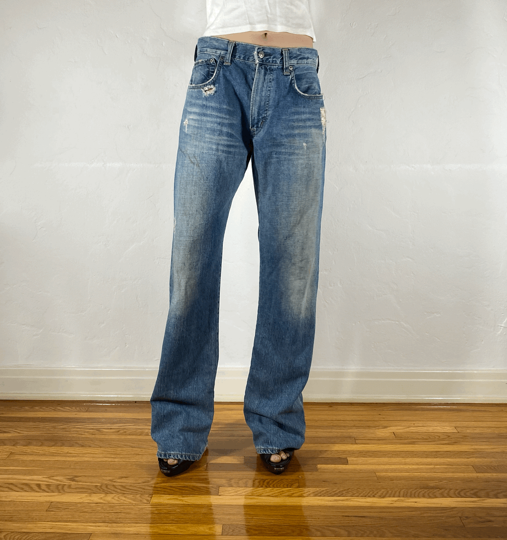Edwin Distressed Blue Jeans, XL