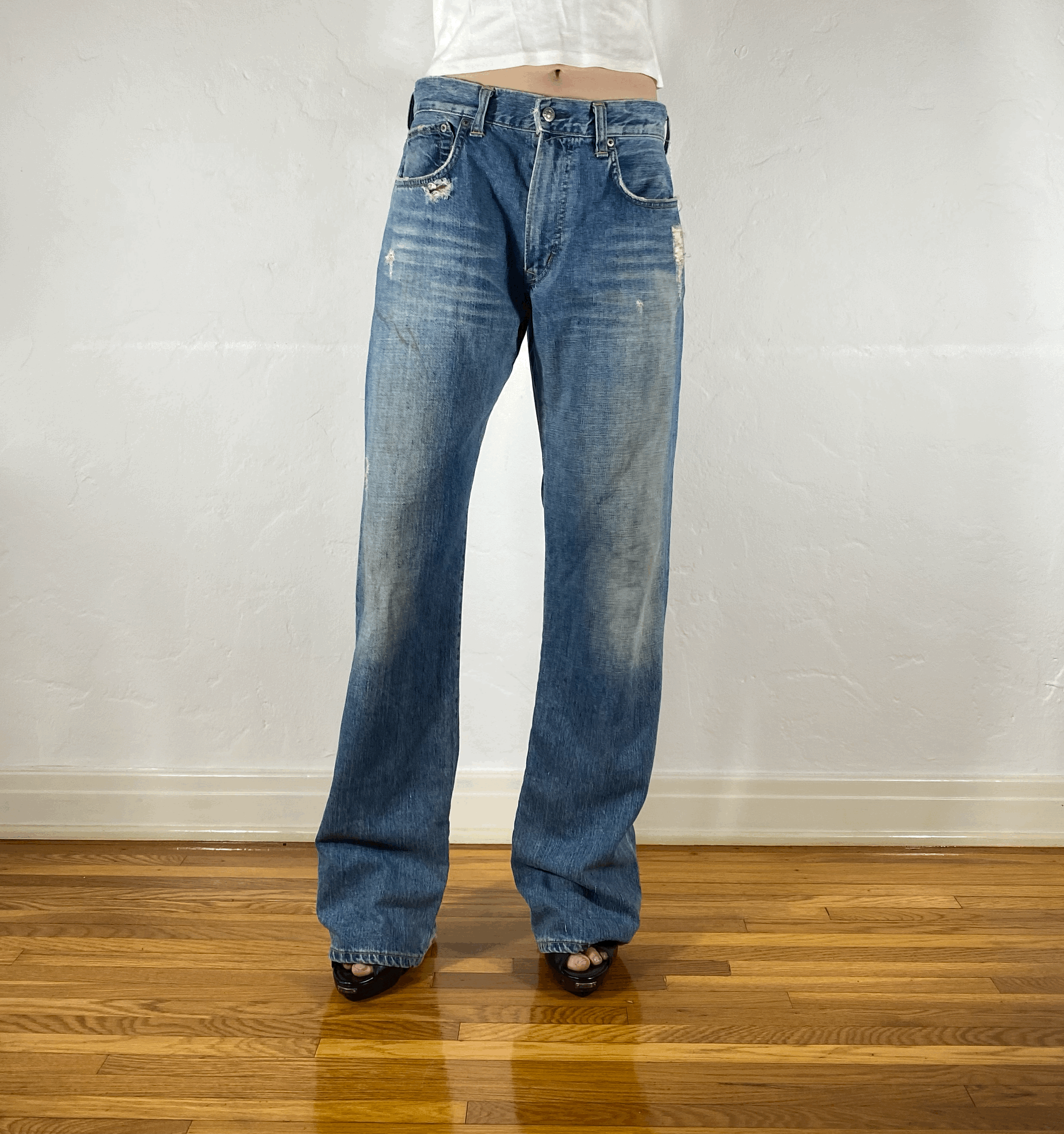 Edwin Distressed Blue Jeans, XL
