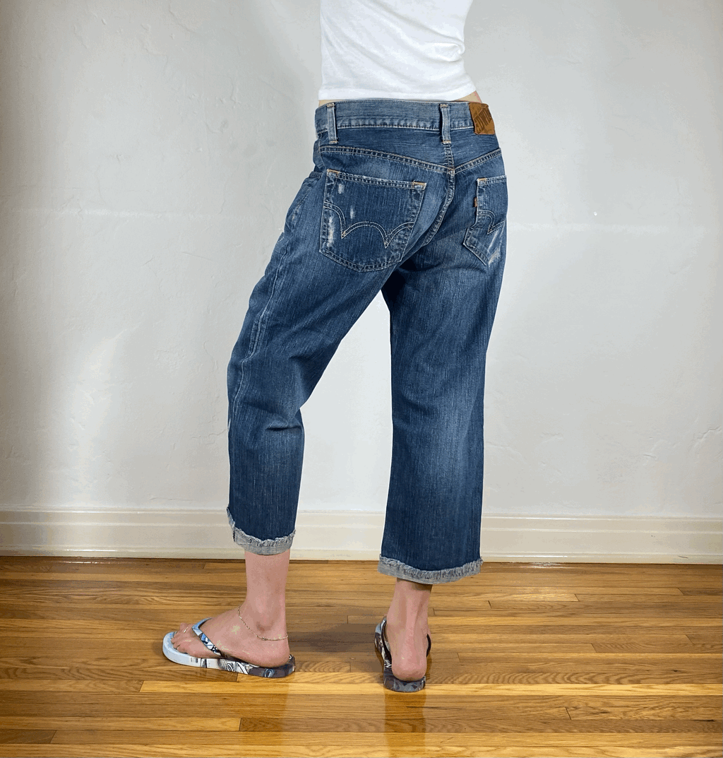 Distressed Capri Jeans, L