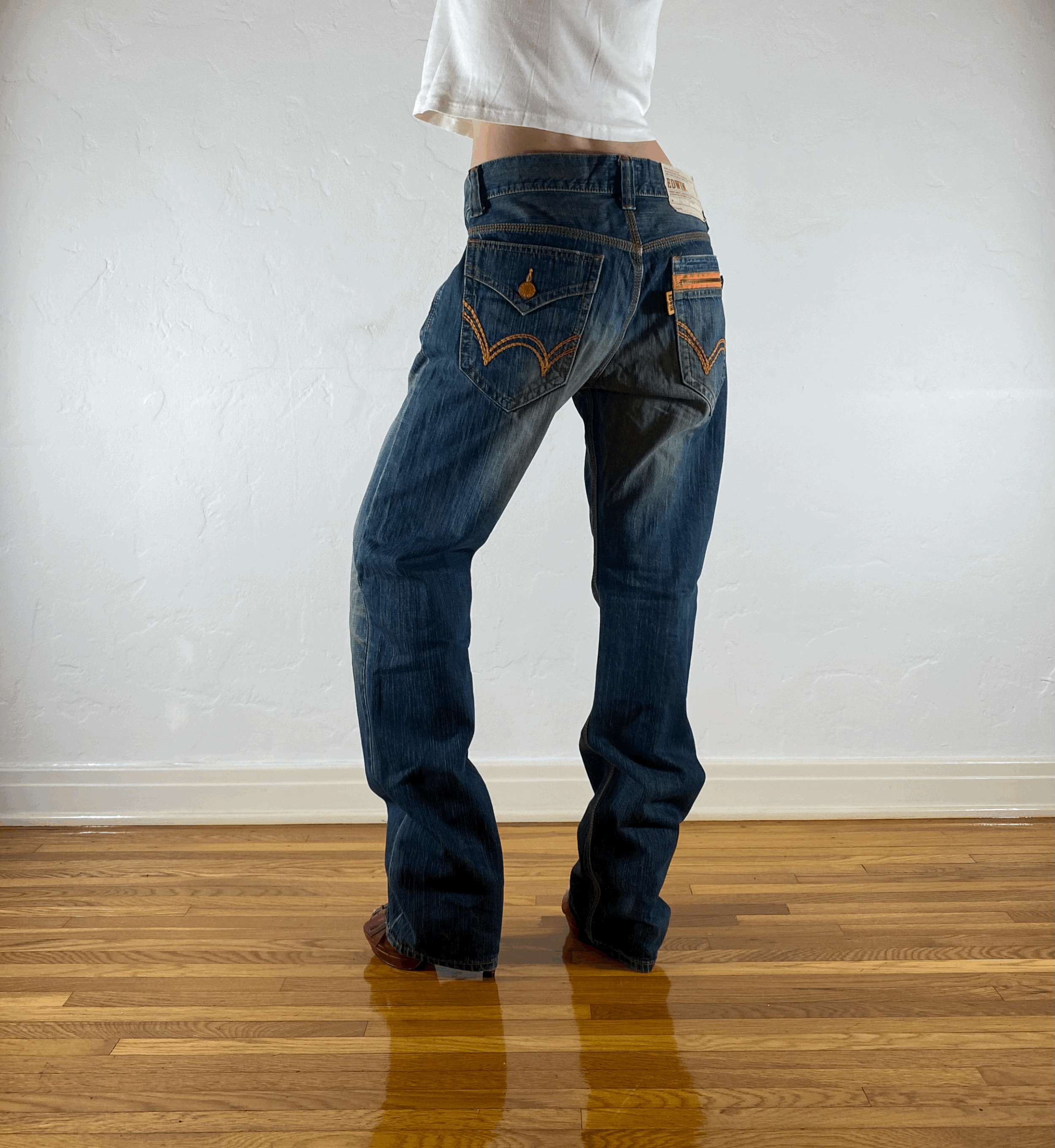 Edwin Brown and Orange Stitch Tiger Jeans, L
