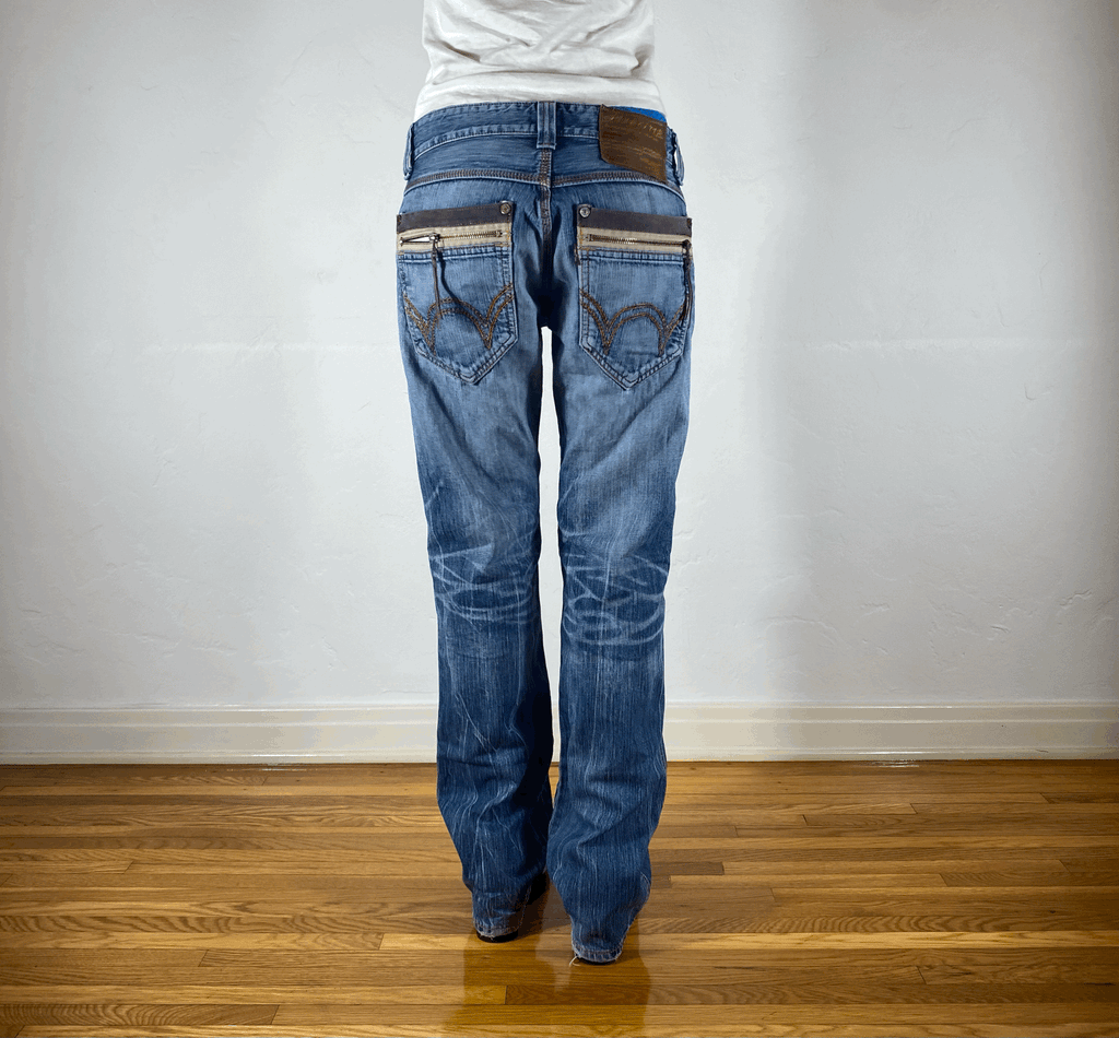 Edwin Brown and Orange Stitch Tiger Jeans, S