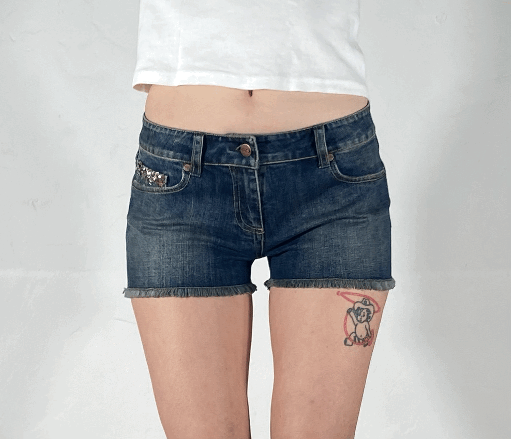 Sparkly Folded Pocket Shorts Shorts, XS/S
