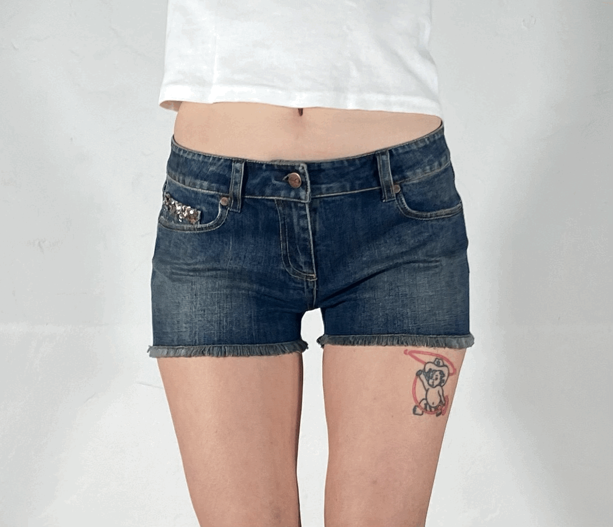 Sparkly Folded Pocket Shorts Shorts, XS/S