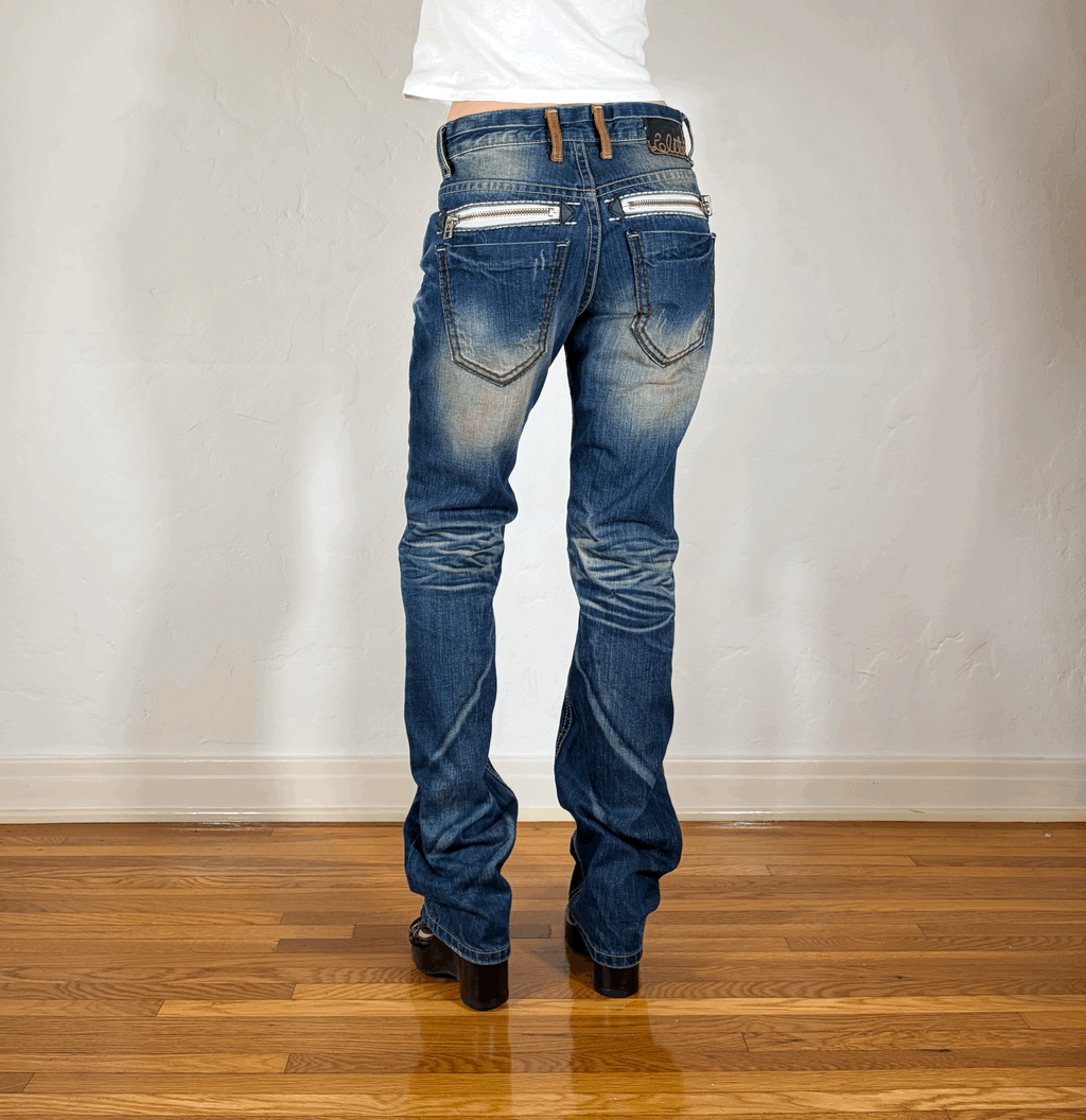 Lolita Brown Off Stitched Jeans, M