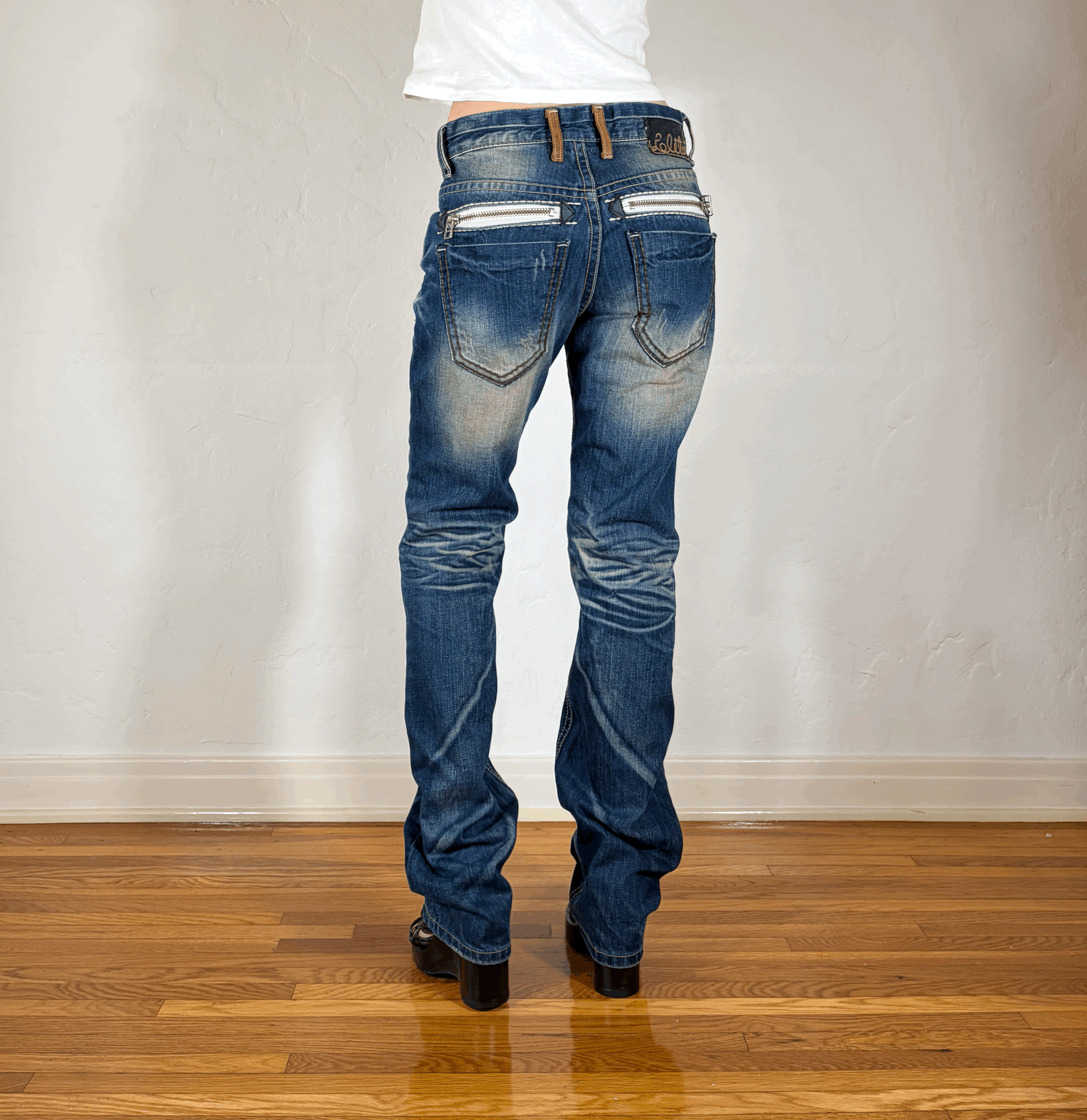Lolita Brown Off Stitched Jeans, M