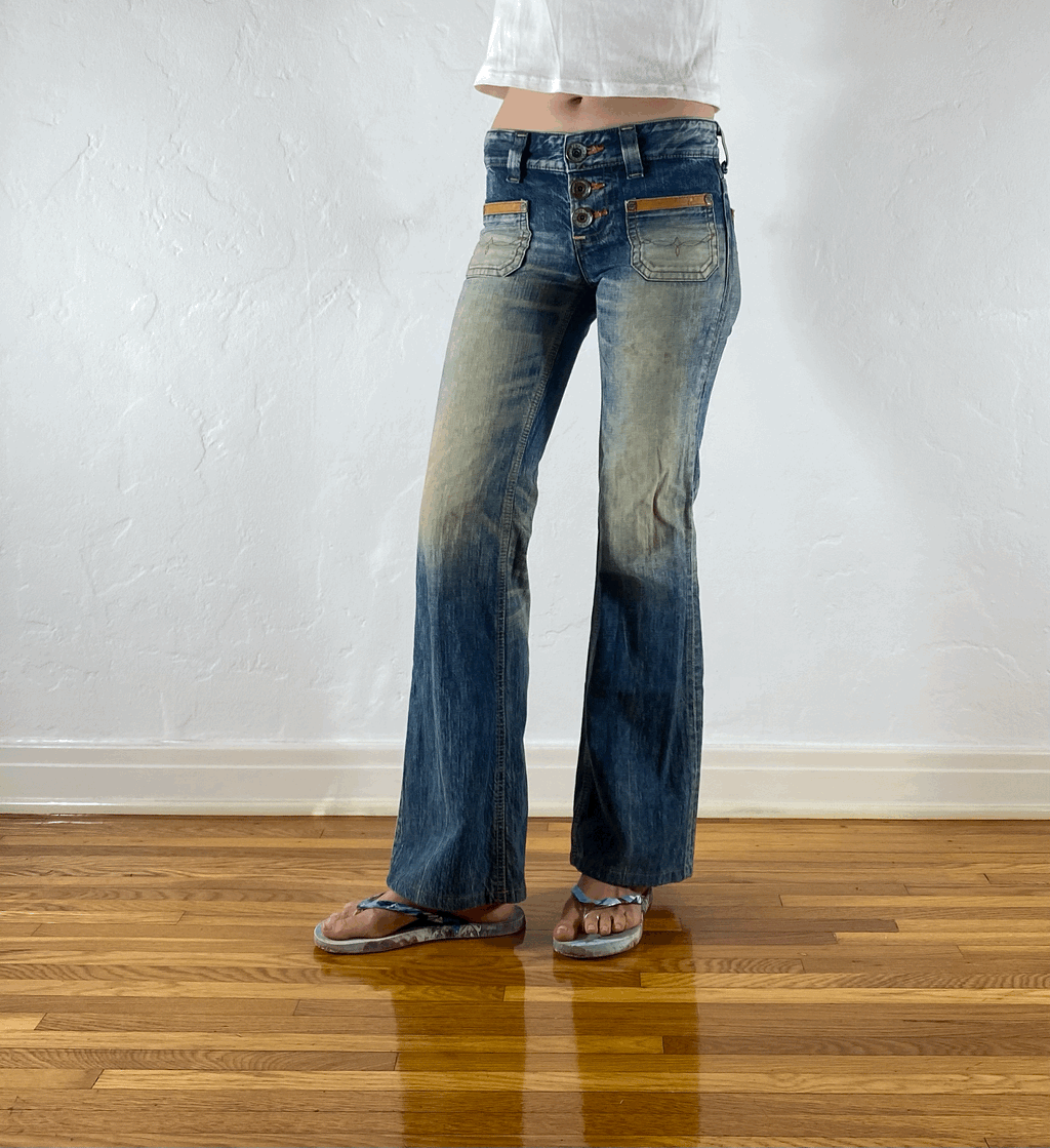 Edwin Tri-Button Red Stitched Jeans, XS/S