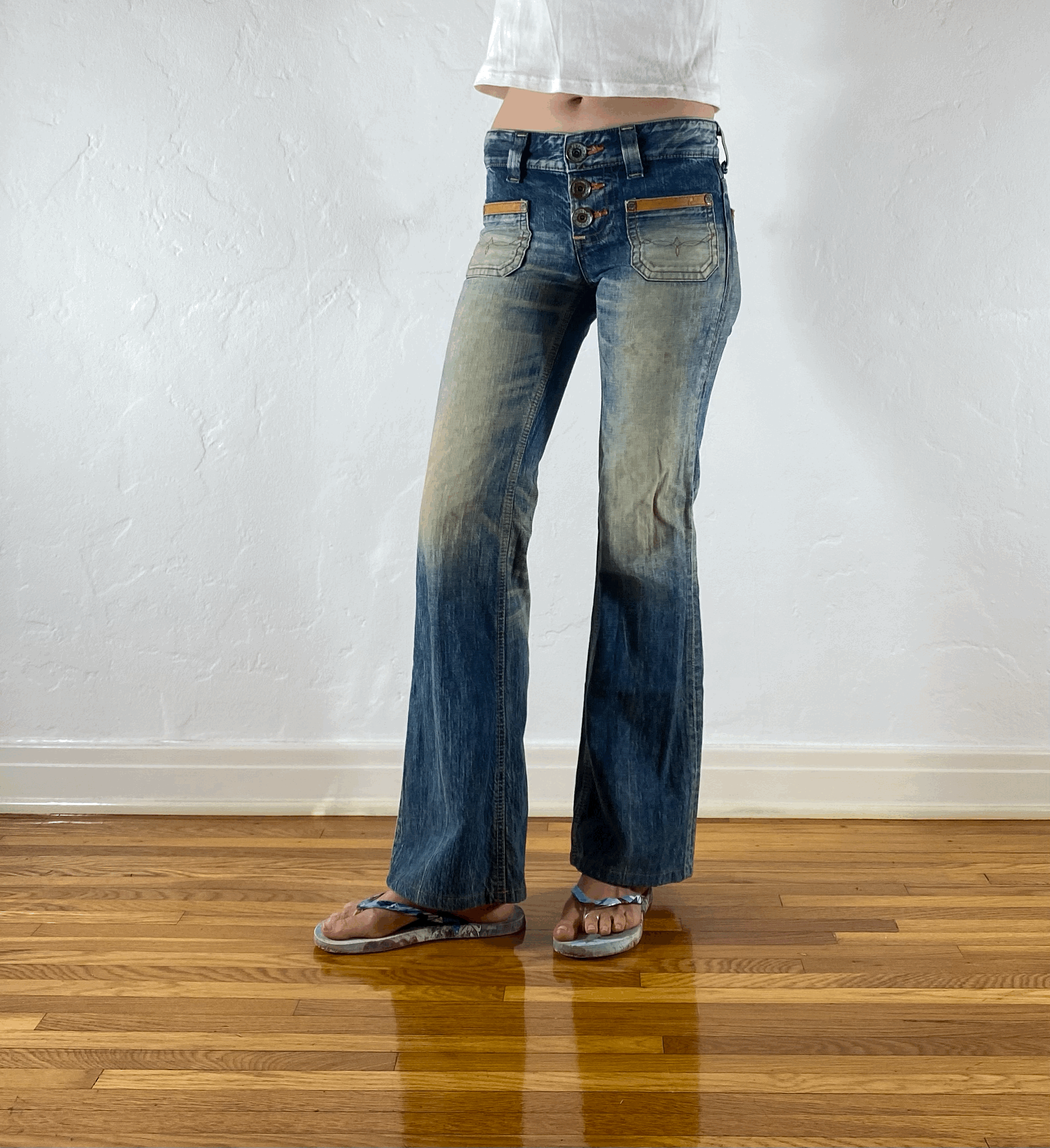 Edwin Tri-Button Red Stitched Jeans, XS/S