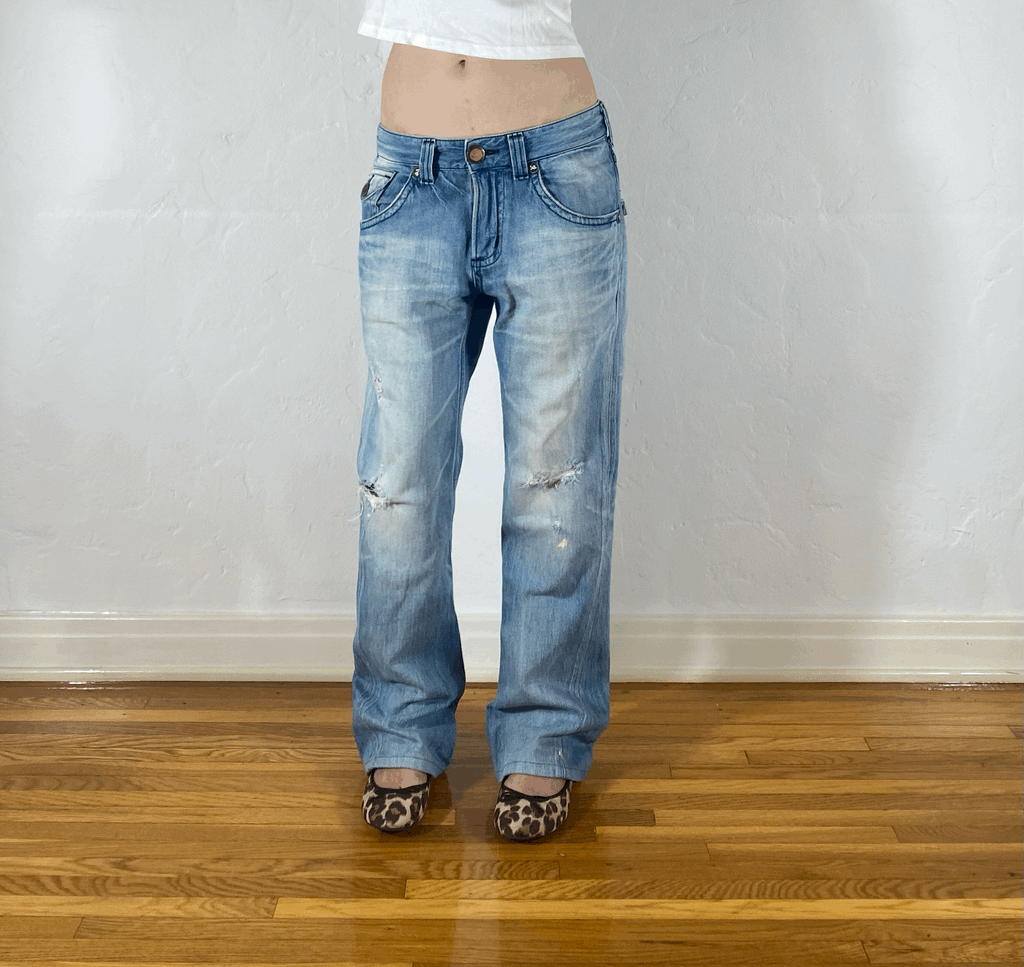 Edwin Soft Blue Palm Tree Jeans, M/L