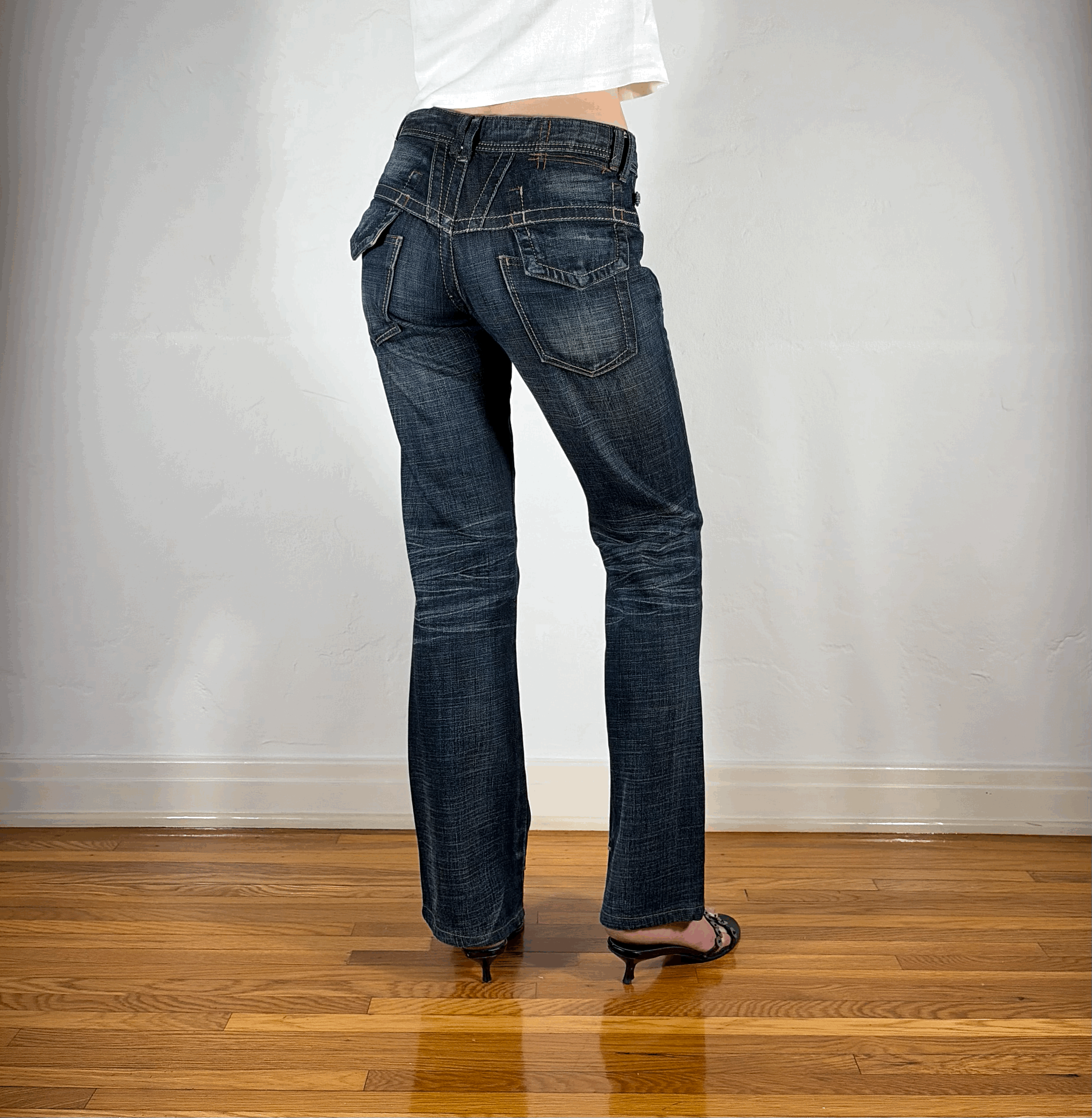 Marithe + Francois Girbaud Ripped Pocket Jeans, S
