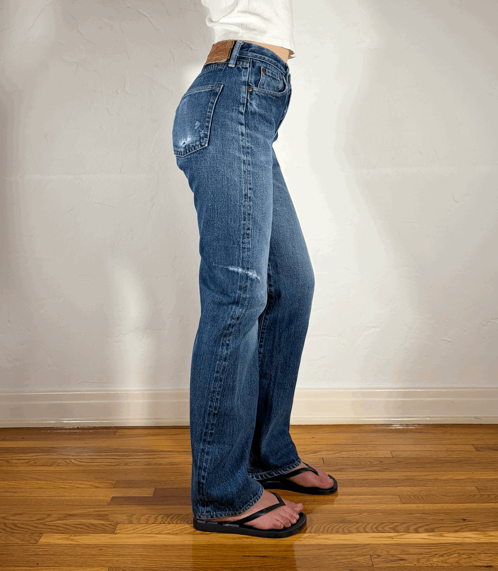 Denime Vintage Distressed Jeans, S/M