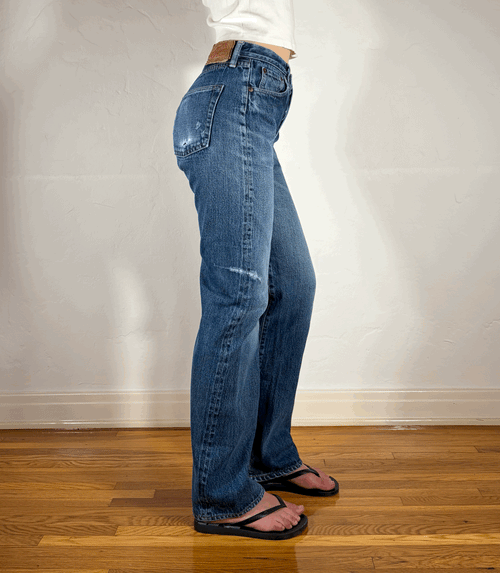 Denime Vintage Distressed Jeans, S/M
