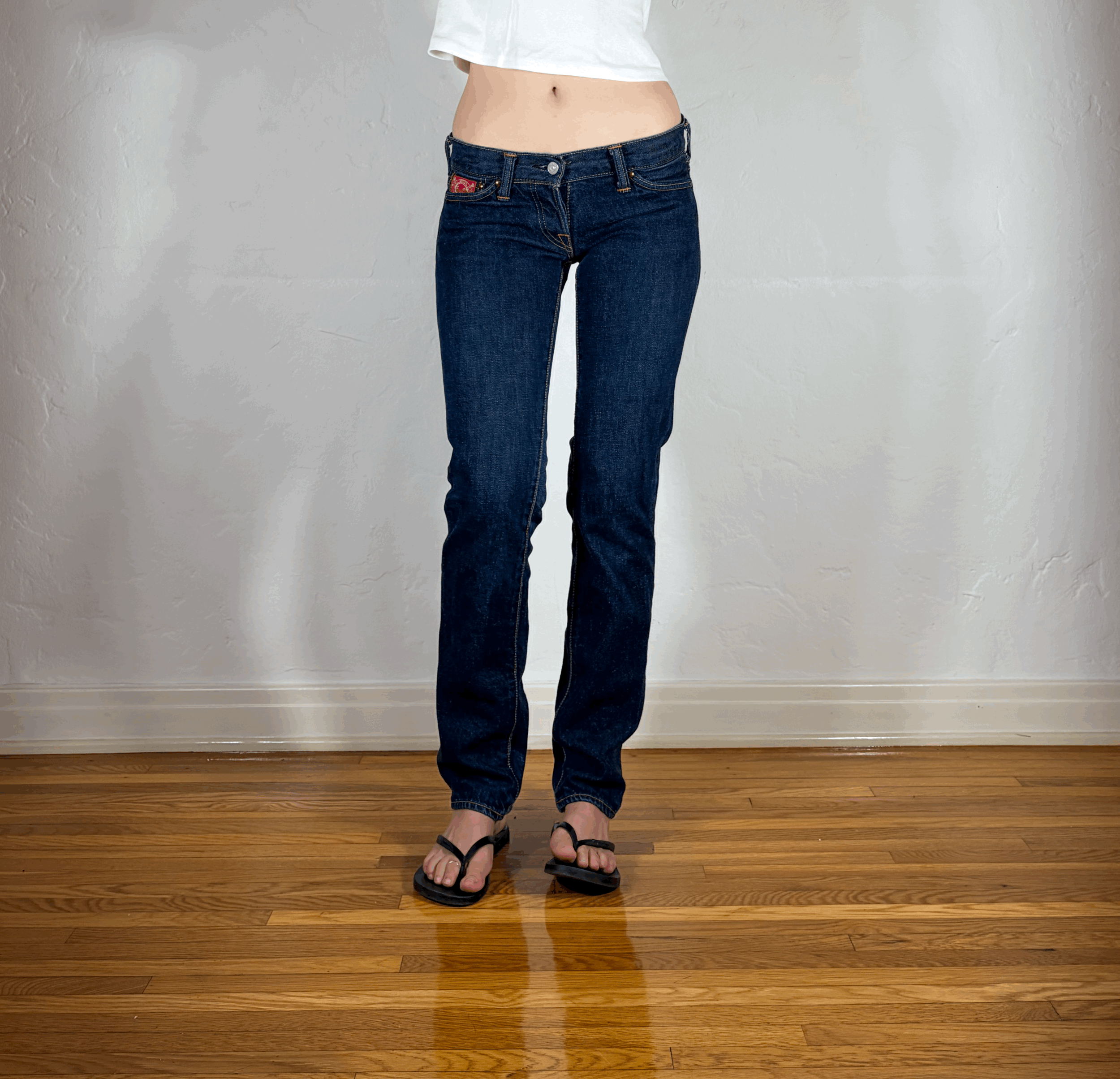 Evisu Dark Blue Low Rise Jeans, XS
