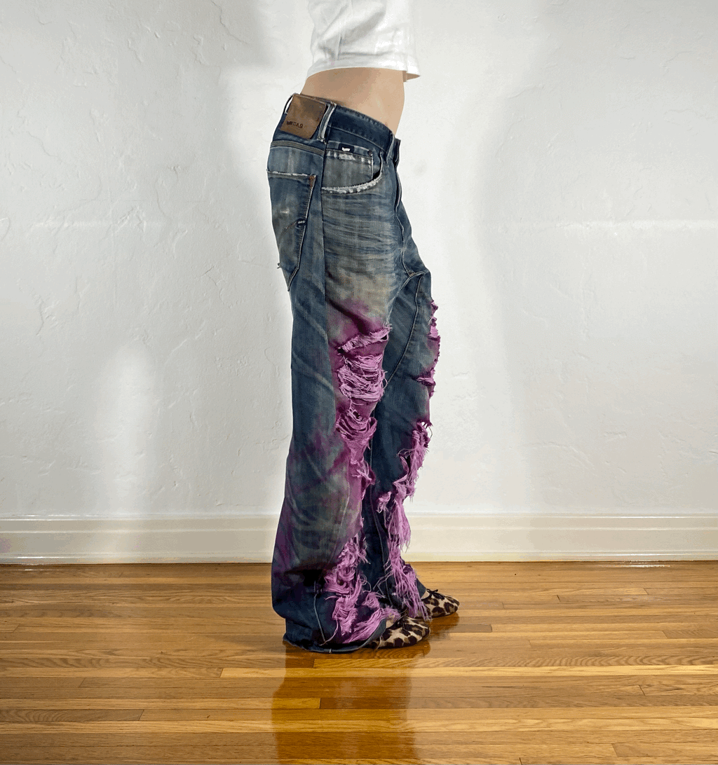 Gas Pink Shredded Jeans, L