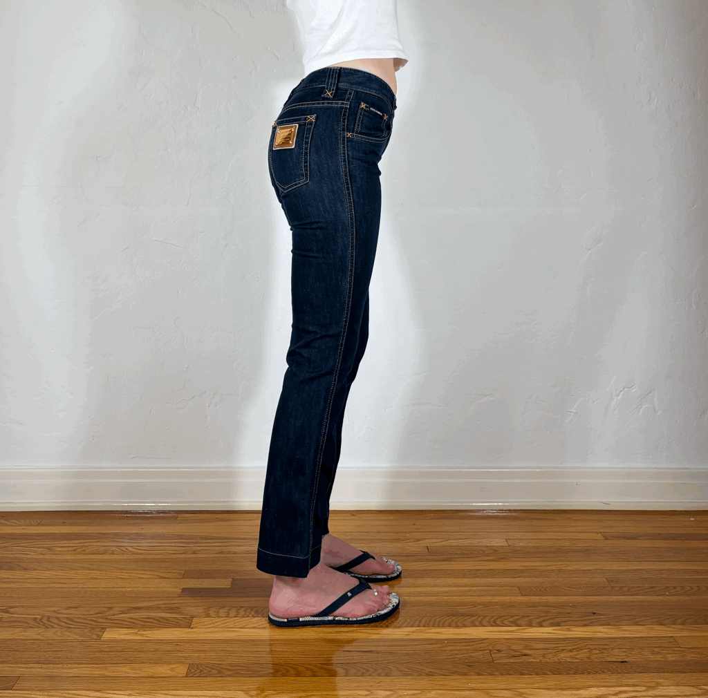 Dolce & Gabbana Dark Blue Stitched Jeans, XS