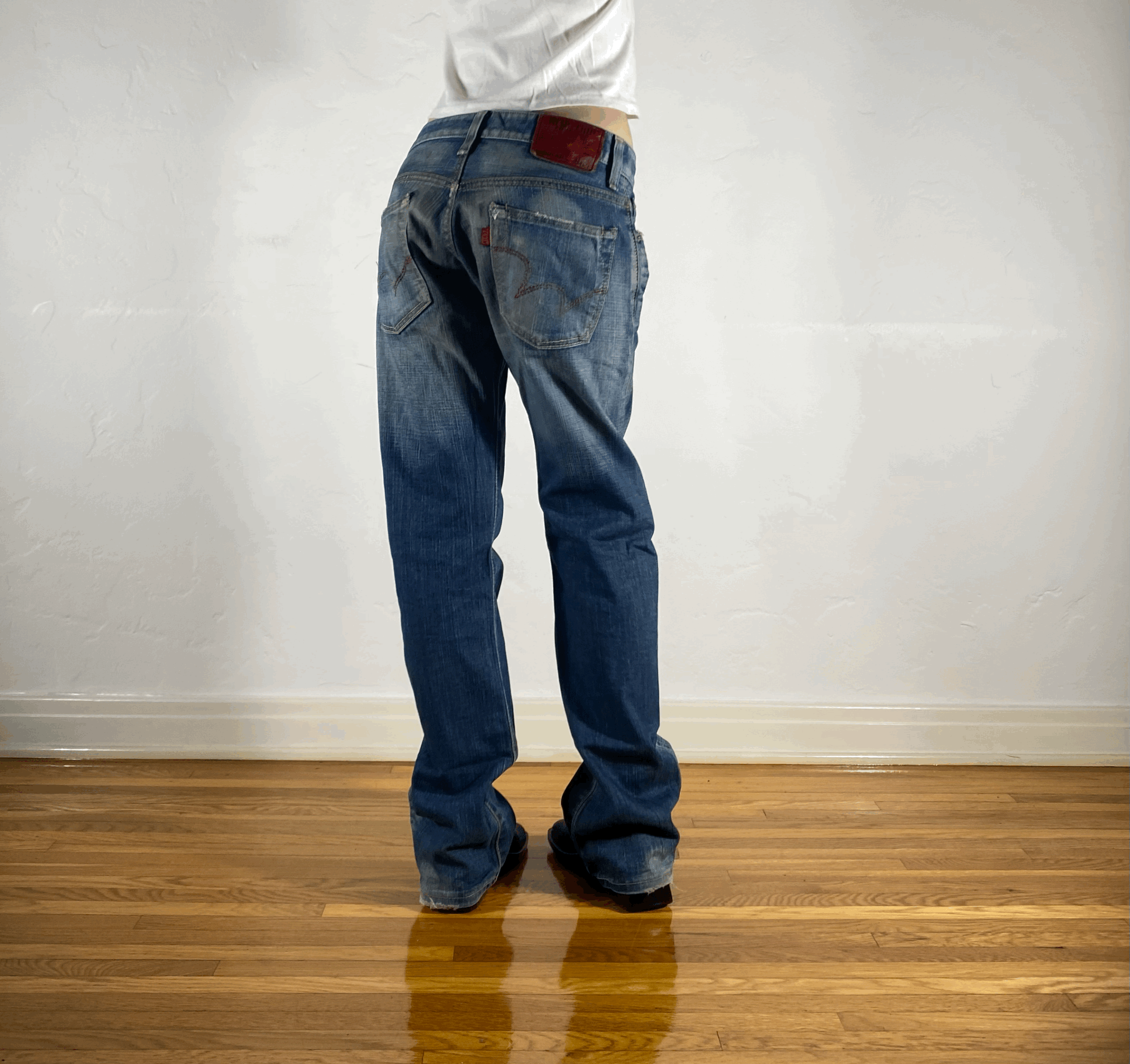 Edwin Unique Blue Distressed Jeans, M