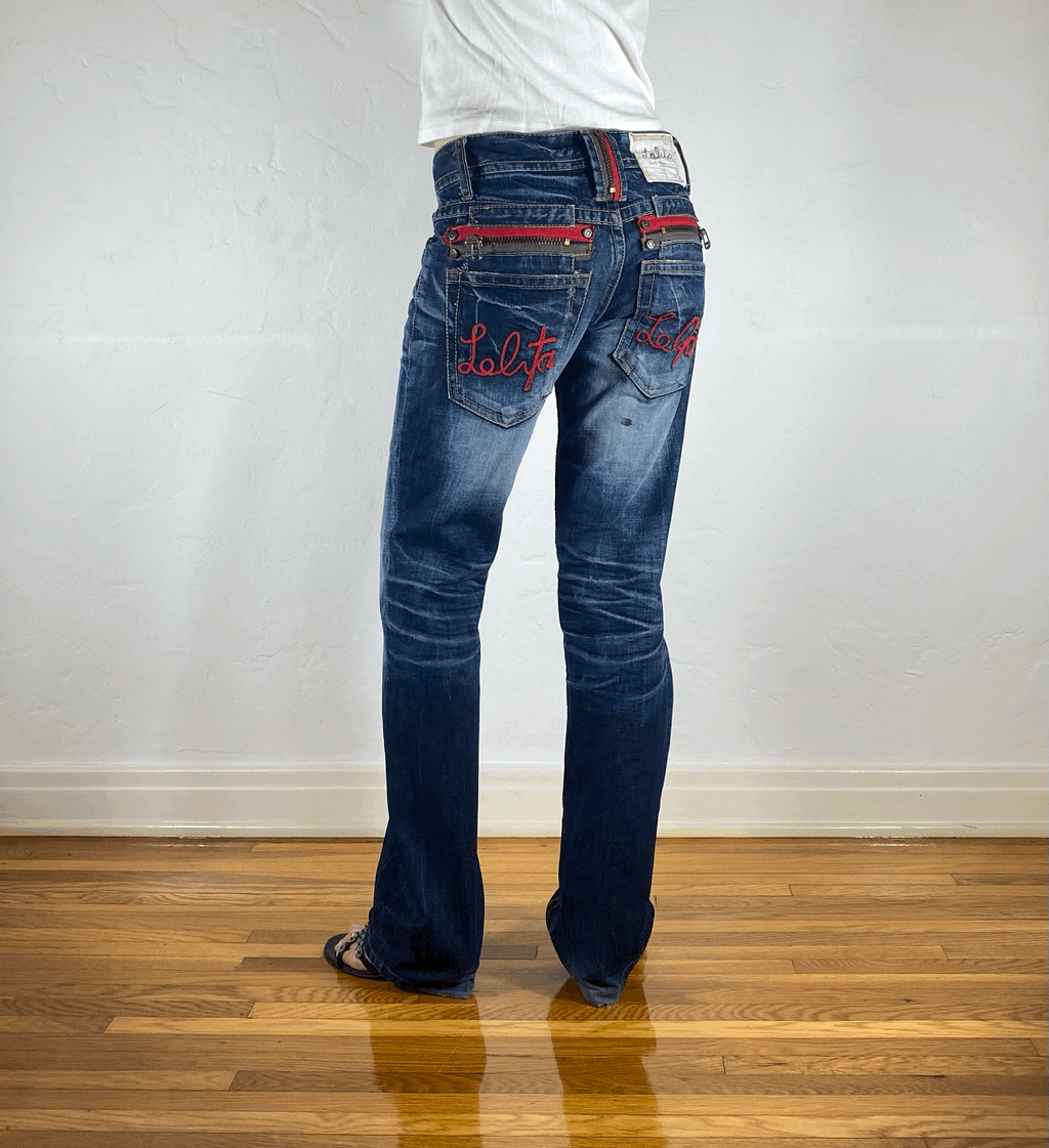 Lolita Red Stitch Jeans, S/M