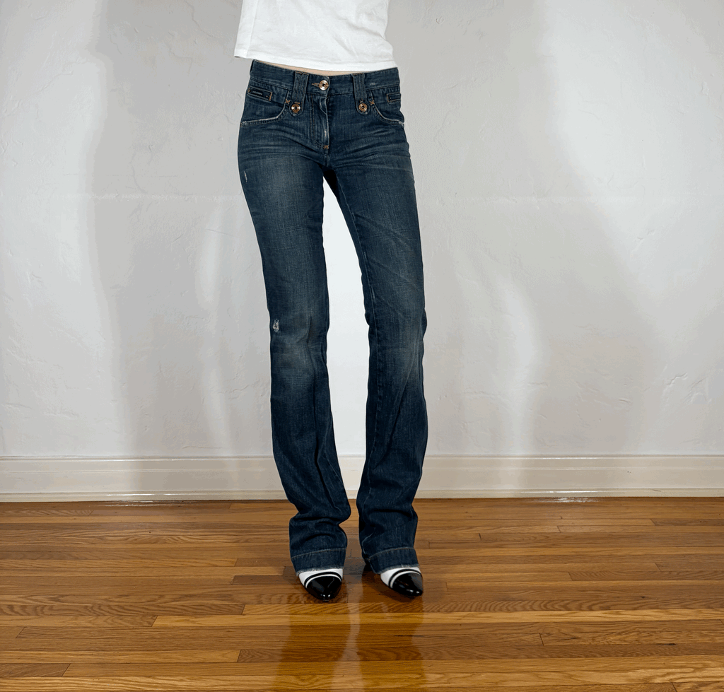 Dolce & Gabbana Leggy Distressed Jeans, XS/S