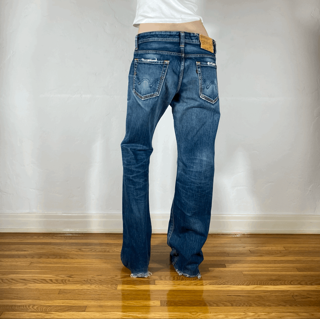 Aqua Blue Flare Jeans, L/XL