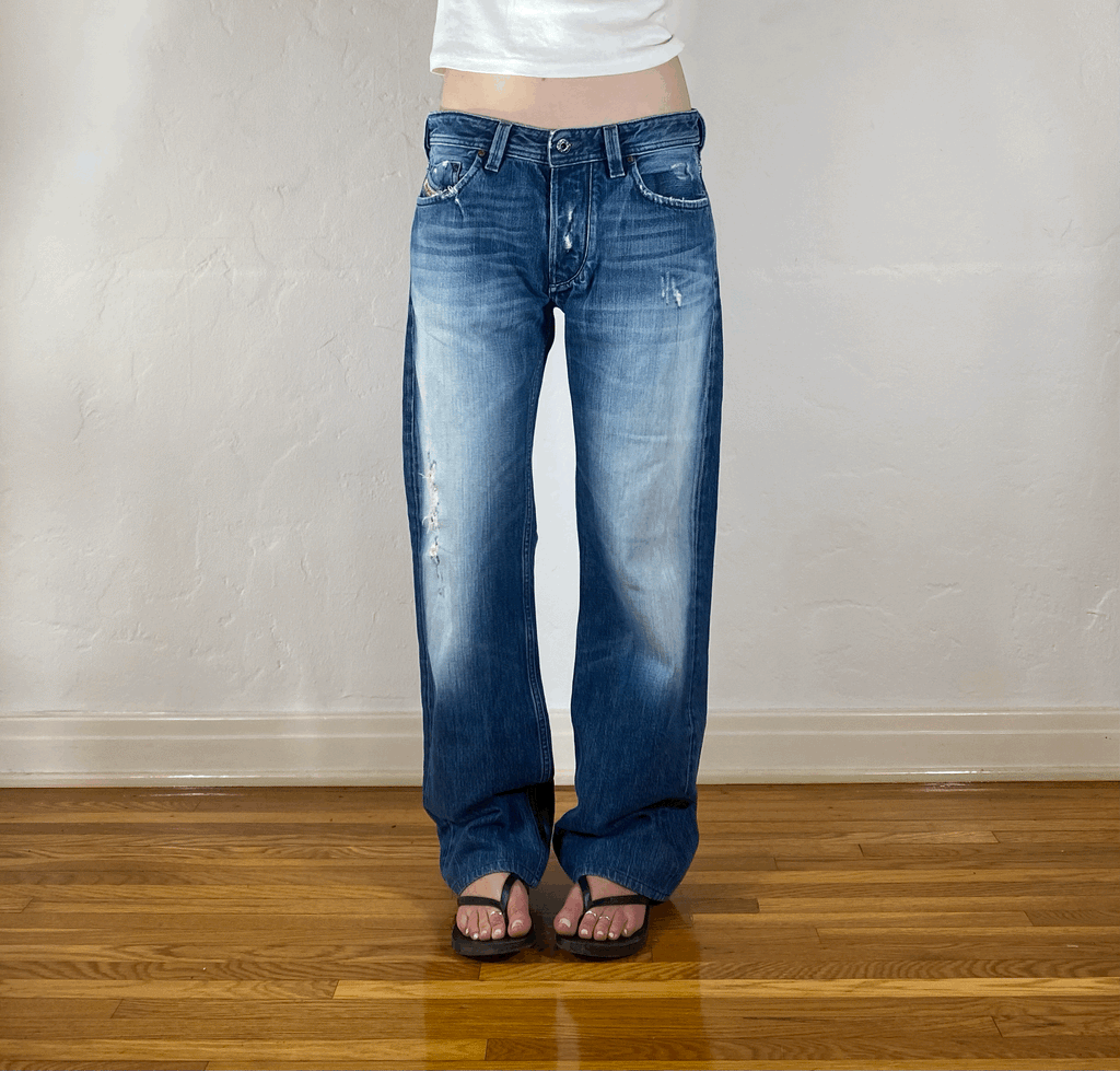 Diesel Relaxed Light Blue Ombre Jeans, M/L