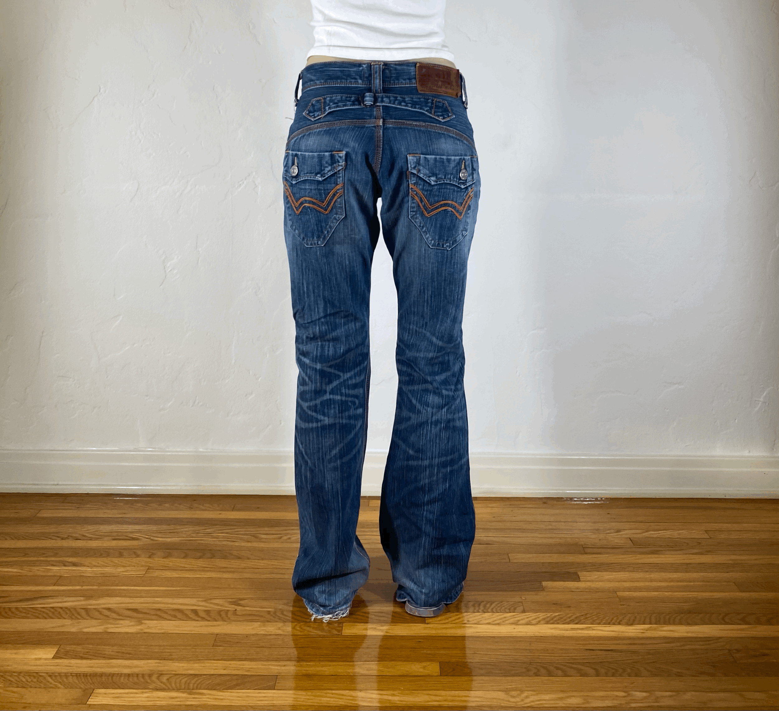 Edwin Orange Cinch Back Jeans, S