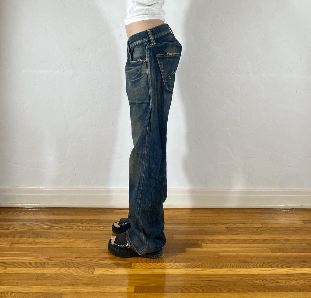 Edwin Unique Blue Baggy Jeans, M