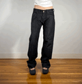 Edwin Black Cinch Back Suede and Leather Jeans, M/L