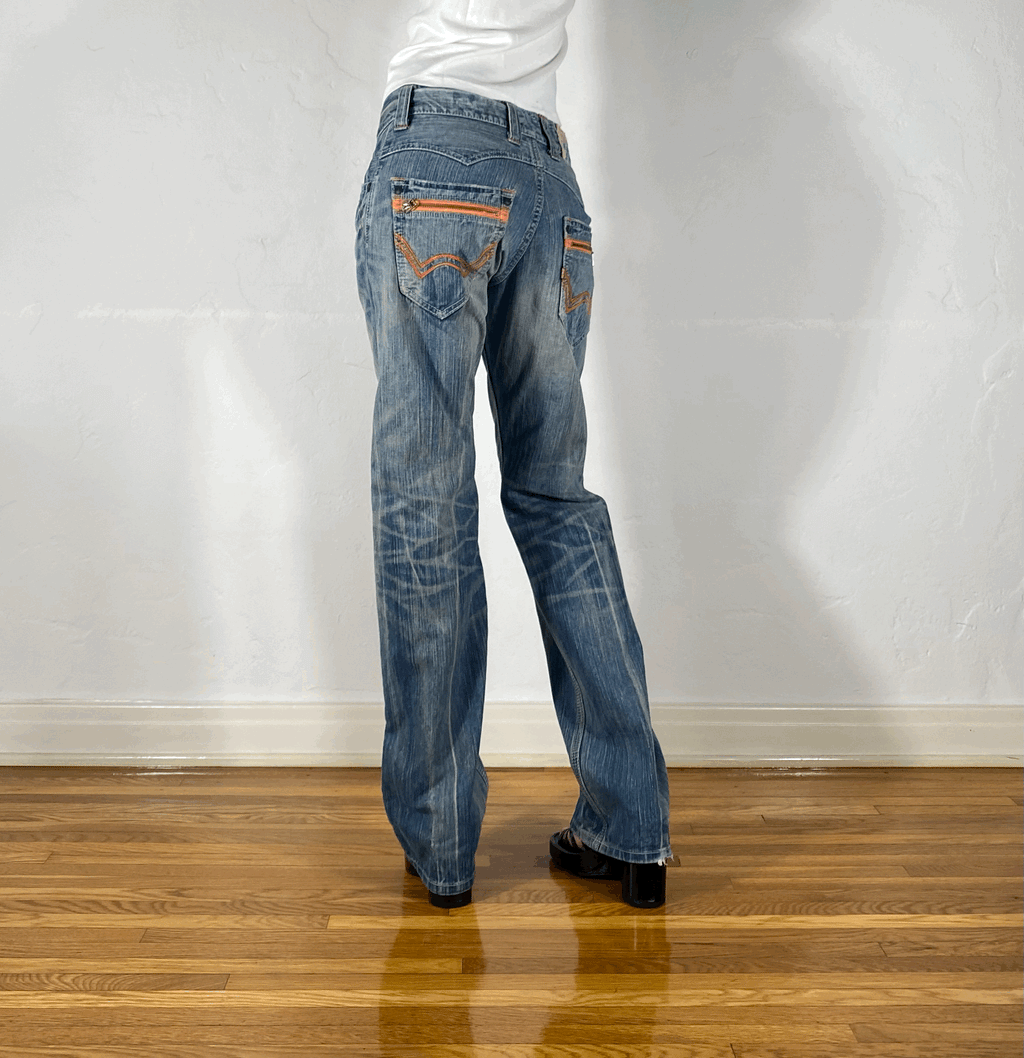 Edwin Orange Stitch Unique Wash Jeans, S/M