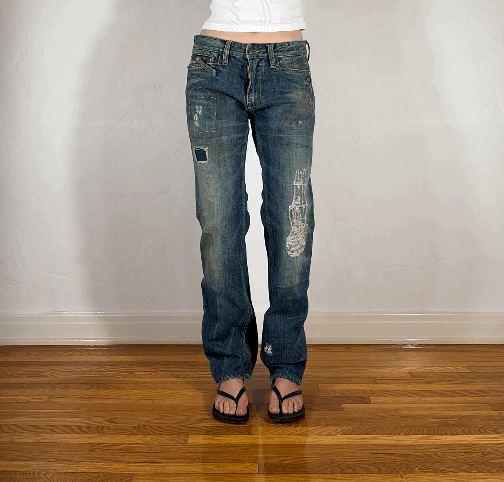 Dsquared Distressed Ripped and Repaired Jeans, M/L