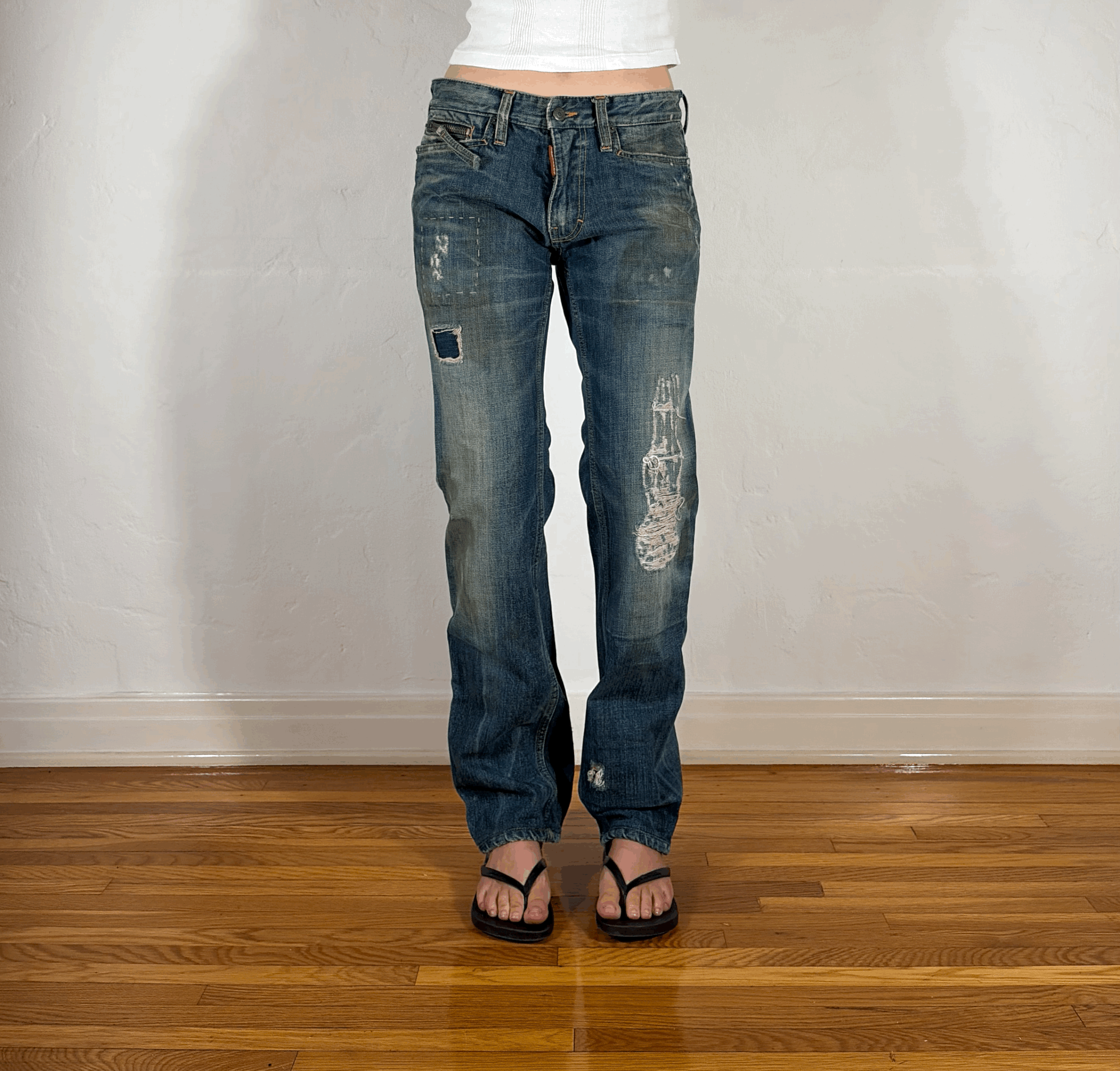 Dsquared Distressed Ripped and Repaired Jeans, M/L
