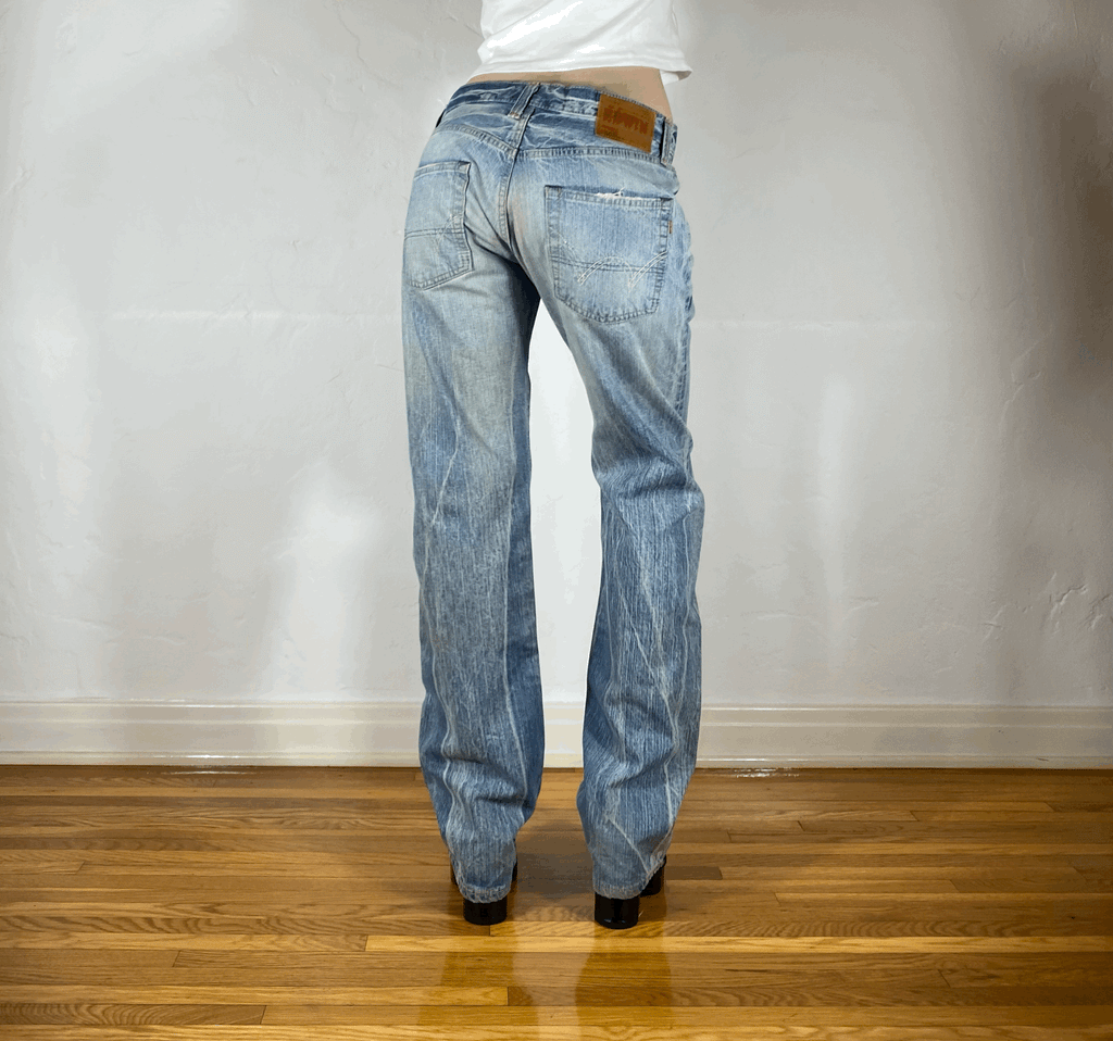 Edwin Unique Streaky Blue Baggy Jeans, L